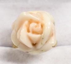 18k Gold 1950's Large Carved Coral Flower Ring (1 of 3)