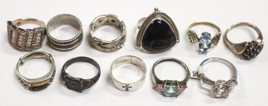 Lot of 11 Size 8 Sterling Silver Rings (1 of 9)