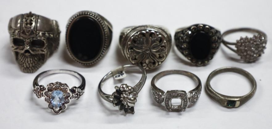 Lot of 9 Size 9 Sterling Silver Rings (1 of 8)
