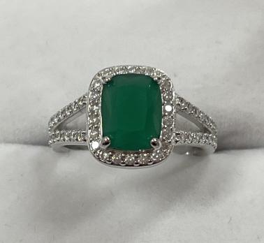 Silver Tone Emerald Estate Ring (1 of 1)