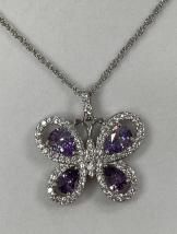 Silver Tone 4.42 ct Amethyst Butterfly Necklace (1 of 1)