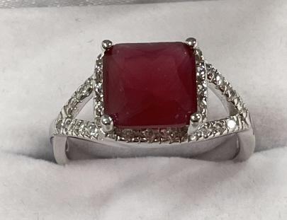 Sterling Silver 4 ct Ruby Ring (1 of 1)