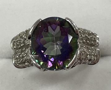 Sterling Silver 8 ct. Amethyst and Diamond Ring (1 of 1)