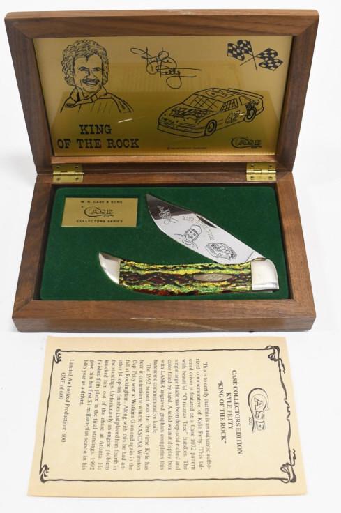 LE Case XX 1072 Kyle Petty Commemorative Knife: Limited edition of 600 Case XX Kyle Petty model 1072 single blade commemorative folding knife in display case / box. Appears to be in nice condition with some wear and light pitting on blade from age
