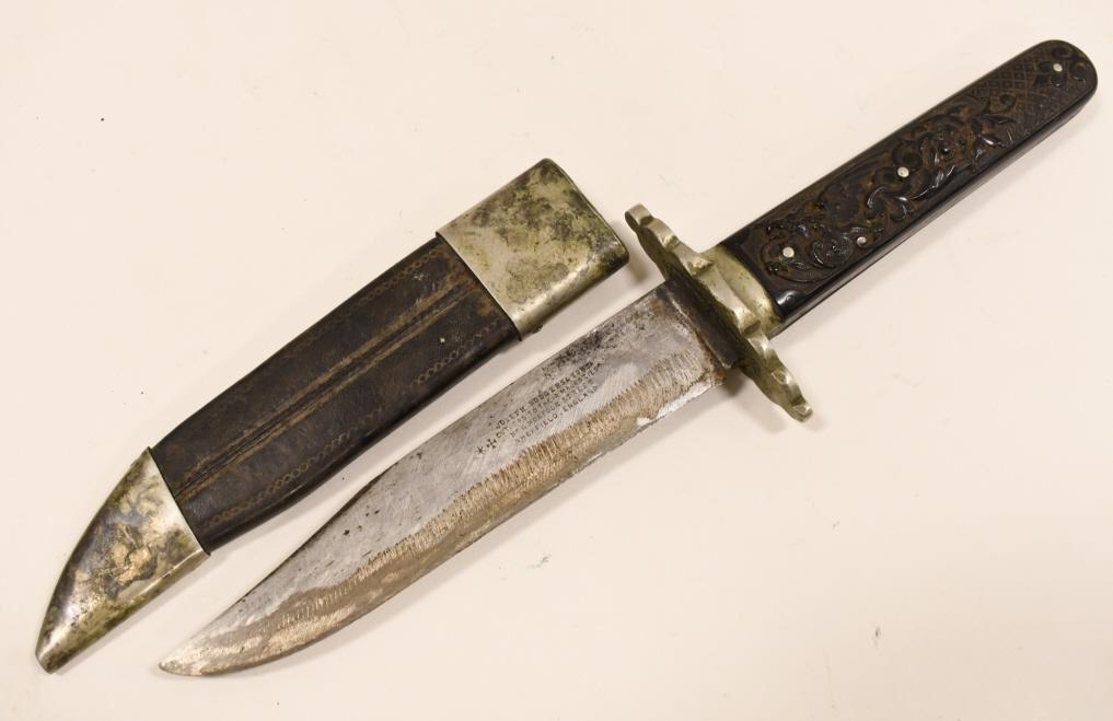 Early Joseph Rodgers & Sons Bowie Knife w/ Sheath (1 of 9)