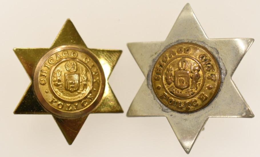 (2) Early Obsolete Chicago Police Mini Badges (1 of 5)