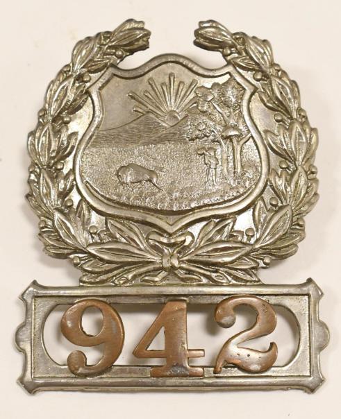 Vintage Obsolete Indiana Police Cap Badge No. 942 (1 of 4)