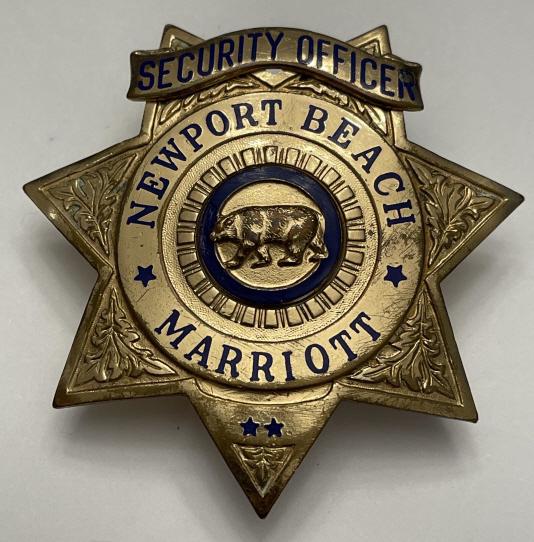 Obsolete Newport Beach, CA Marriott Officer Badge (1 of 2)