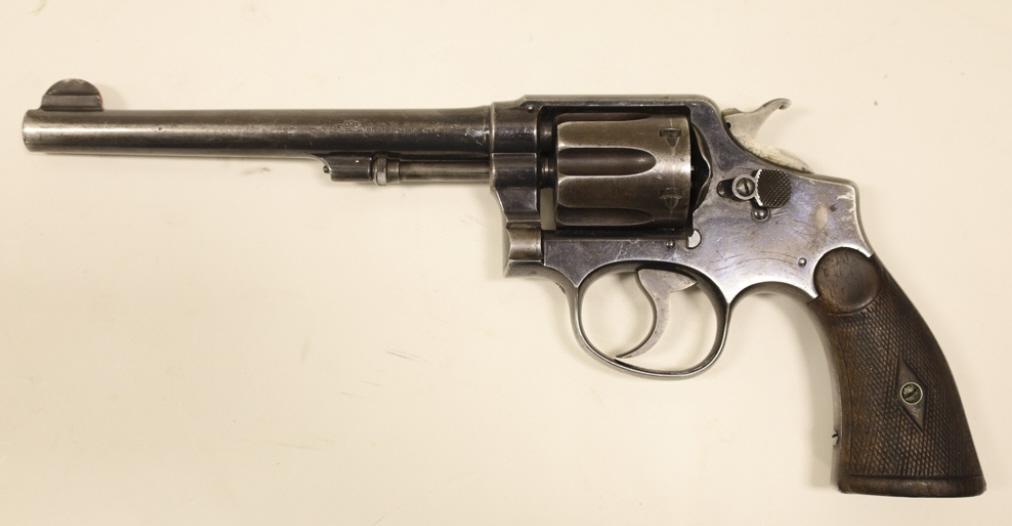 Smith & Wesson Model 1905 .38 Special Revolver: Smith & Wesson Model 1905 six shot revolver in .38 Special. The revolver is in good condition with use wear and has a 6-1/2" barrel. SN: 83748. FFL required for transfer. (566-6)