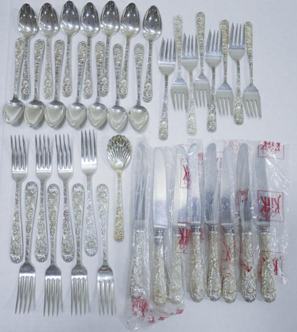 39 Pc. S.Kirk & Sons "Repousse" Sterling Set (1 of 9)