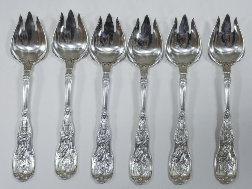 (6) Gorham Mythologique Sterling Ice Cream Forks (1 of 6)