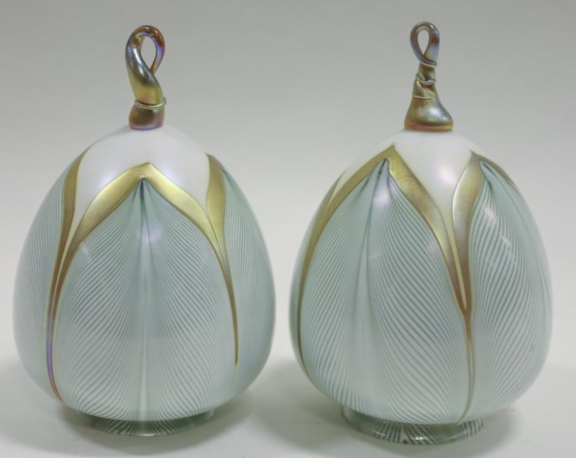 Pair Of Steuben Pulled Feather Lamp Shades (1 of 8)