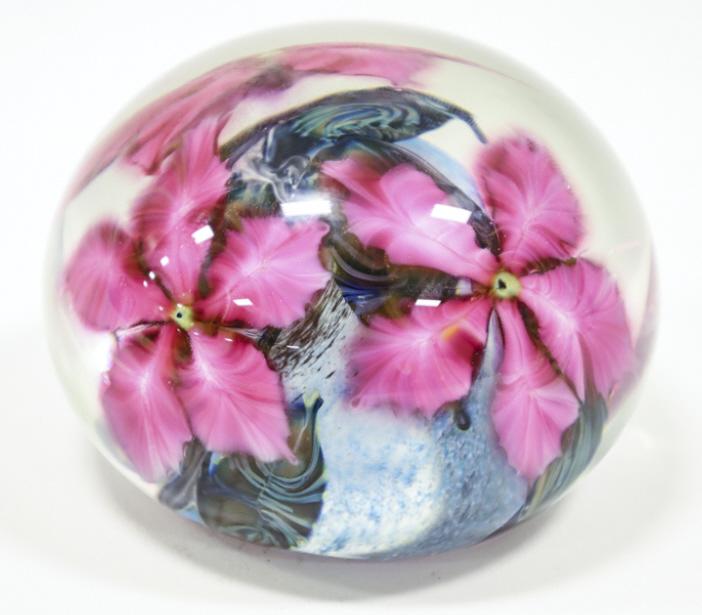 John Lotton Clematis Art Glass Paperweight (1 of 7)