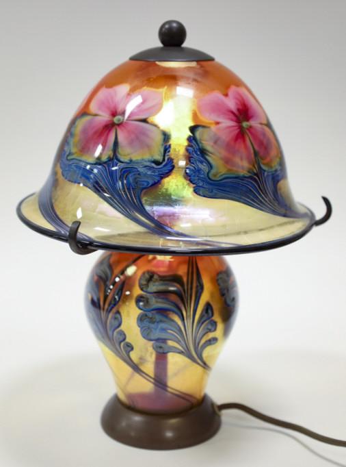1990 Daniel Lotton Muli-Flora Art Glass Lamp (1 of 10)