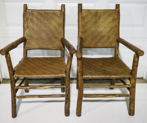 Set Of (2) Old Hickory Chairs w/ Caned Seat + Back (1 of 18)