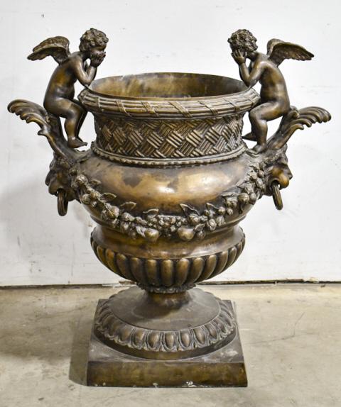 The Duval Double Cherub Cast Bronze Garden Urn (1 of 10)
