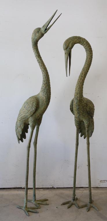 Pair Of Tall Bronze Standing Crane Fountains (1 of 4)