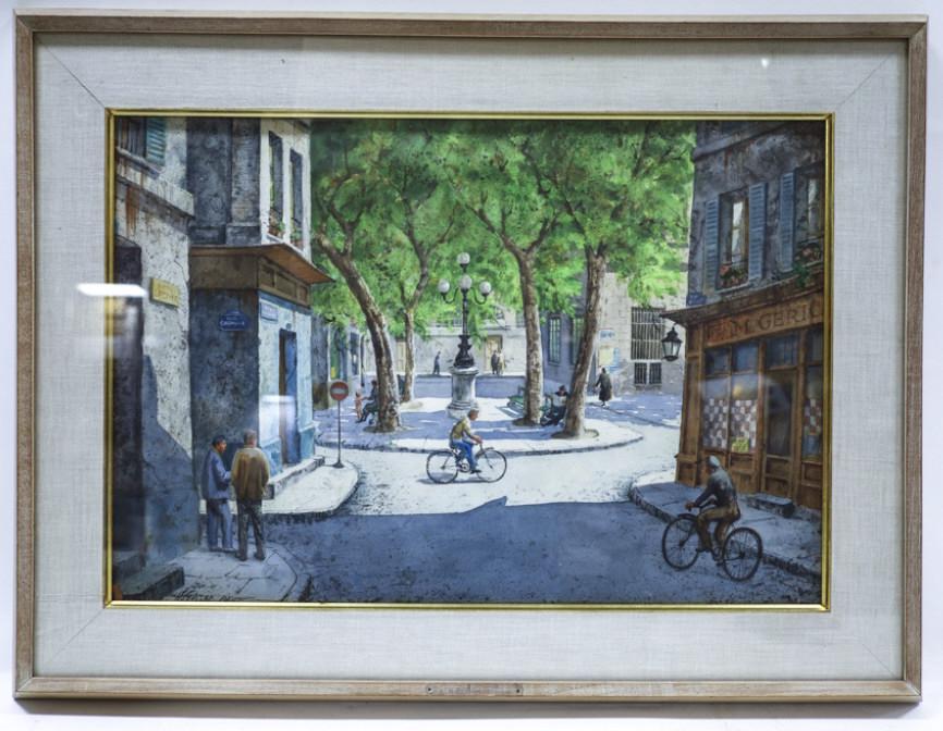 Henry Gasser "Summer Square, Paris" Watercolor (1 of 9)