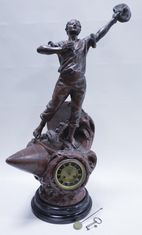 WW1 Spelter French Figural Mantle Clock (1 of 8)