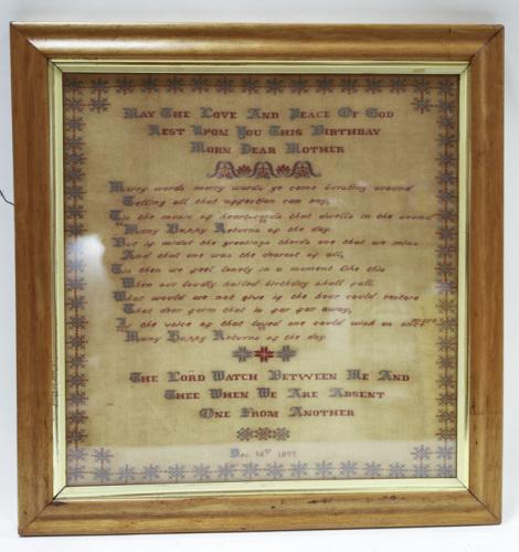 1899 Framed Needlework Birthday Sampler (1 of 11)