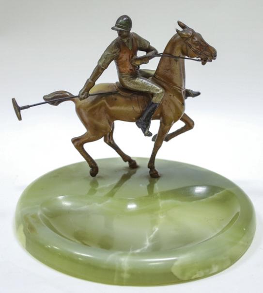 Vintage Bronze Polo Player & Green Onyx Desk Tray (1 of 6)