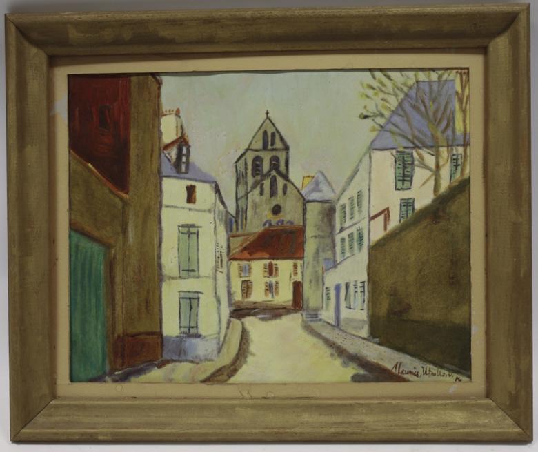 Maurice Utrillo "French Steet Scene"  Oil On Paper (1 of 7)
