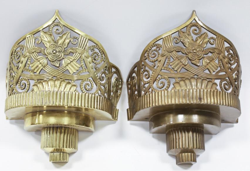 Pair Of Brass Art Deco Theater Wall Sconces (1 of 12)