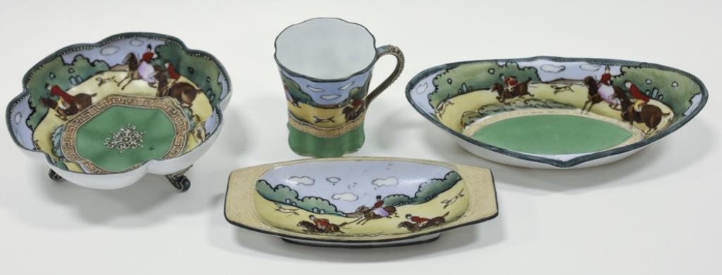 4pc. Antique Nippon Hunt Scene Porcelain Items (1 of 14)