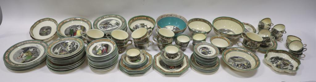 Approx. 145pc Adams "Cries Of London" China Set: Giant set of approx. 145 pieces of Adams "Cries Of London" china. Set includes serving bowls, plates, cups, saucers, footed bowls, and many in different sizes. Set has some general crazing, but we cou