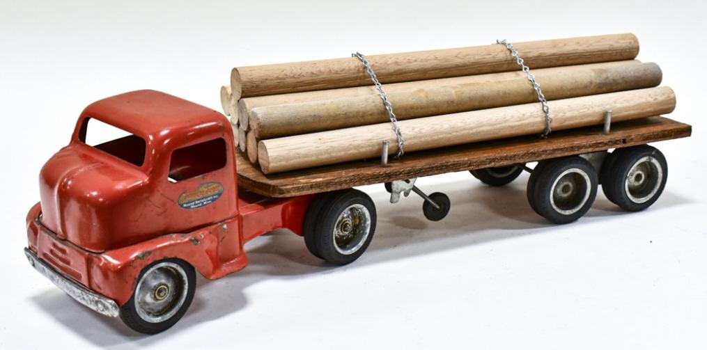 Original 1953 Tonka w/ Flatbed Log Hauler Trailer (1 of 14)