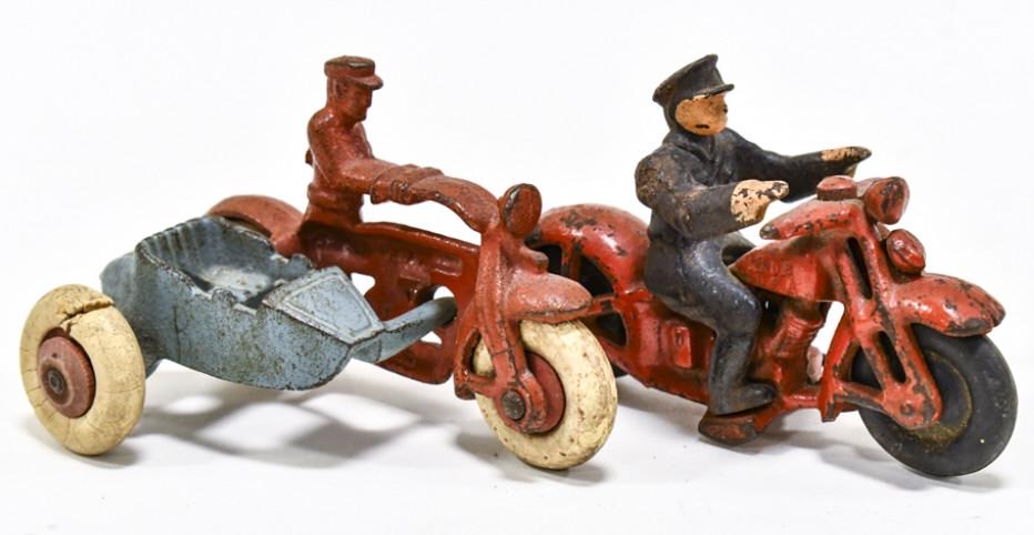 Cast Iron Motorcycle w/ Sidecar & Motorcycle w Man (1 of 8)