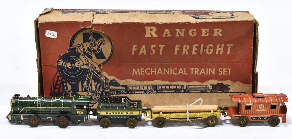 Ranger Tin Litho Mechanical Train Set w/ Box (1 of 5)