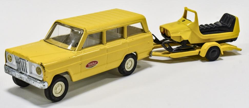 Mini Tonka Jeep Wagoneer W/ Snowmobile & Trailer
