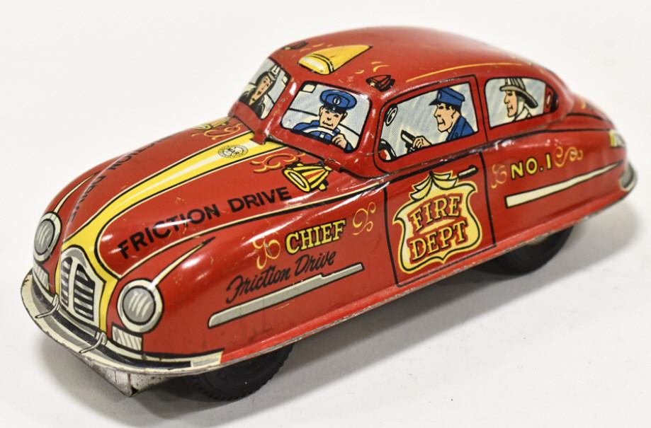 Marx Tin Litho Friction Fire Dept. Car (1 of 6)