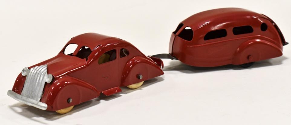 Wyandotte Sedan Car With Camper Travel Trailer (1 of 7)