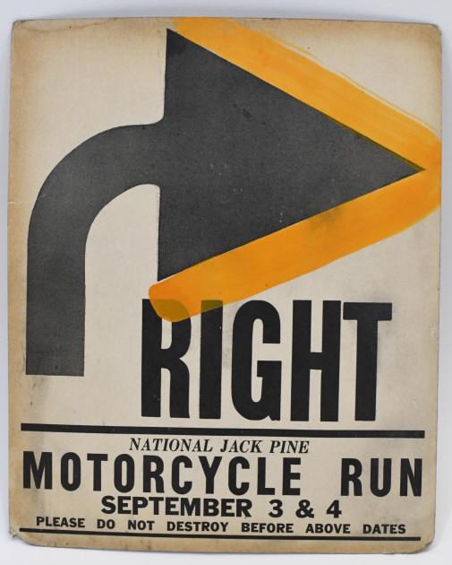 Early Jack Pine Motorcycle Run Right Turn Sign (1 of 4)
