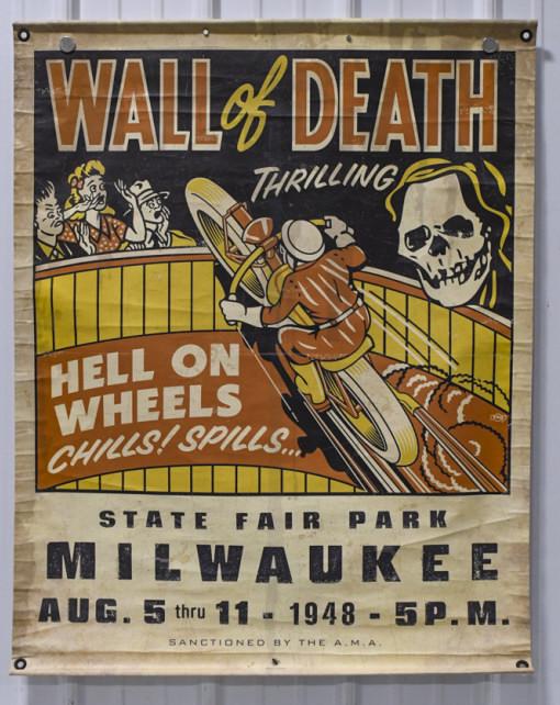 42x33 Motorcycle Wall Of Death Milwaukee Banner (1 of 8)