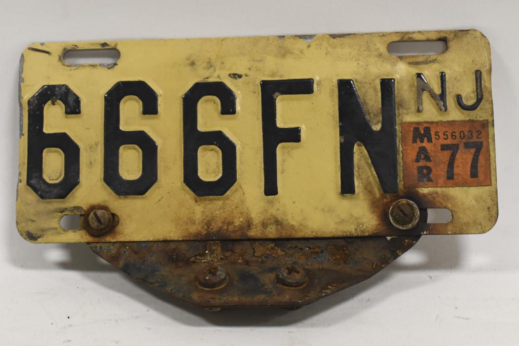 Vintage New Jersey 666NF Motorcycle License Plate (1 of 5)