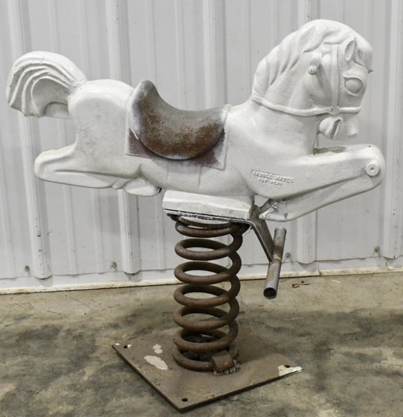 Vintage Cast Aluminum Playground Spring Horse Ride