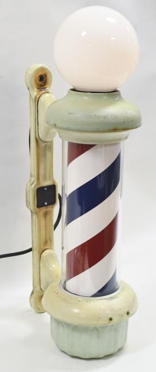 Early Wall Mount Porcelain Lighted Barber's Pole (1 of 12)
