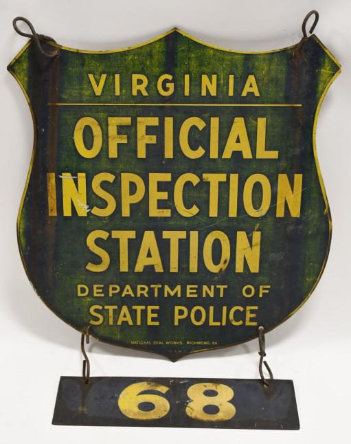 Vtg DST Virginia Police Inspection Station 68 Sign (1 of 9)