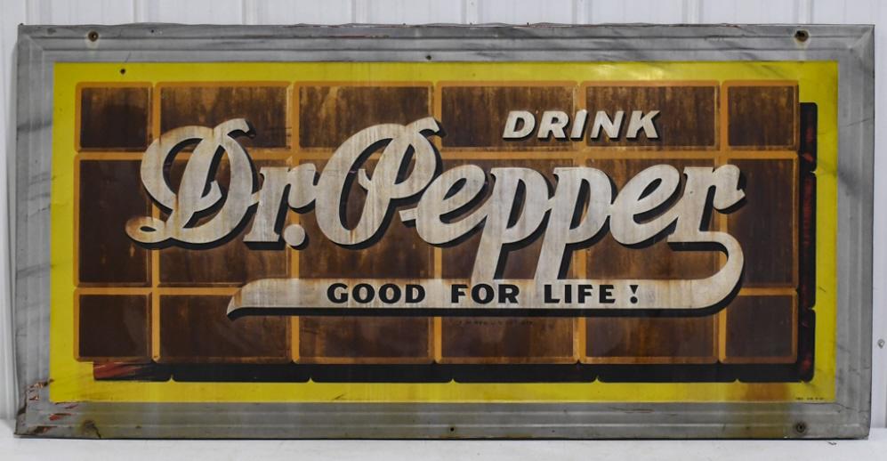 Vintage SST Dr. Pepper Embossed Adv Sign 59" X 33" (1 of 9)