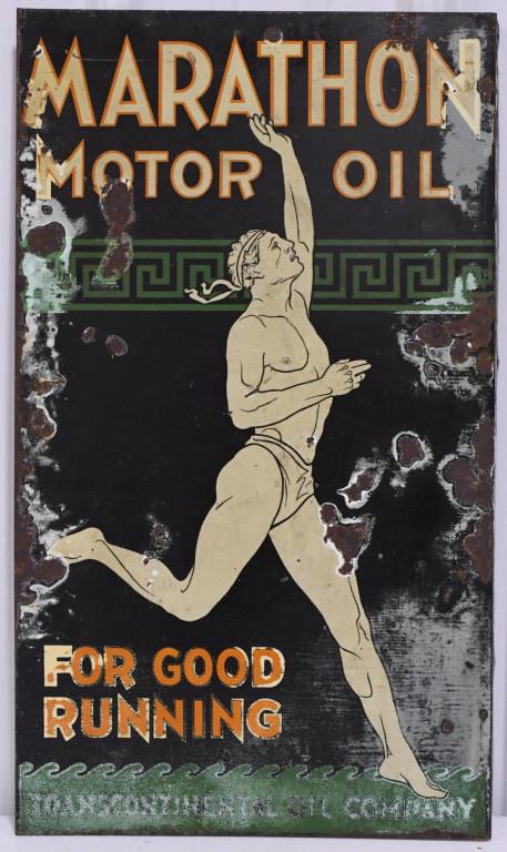 Early DST Marathon Motor Oil Flange Adv Sign (1 of 9)