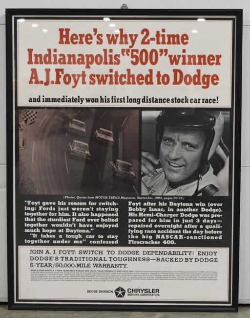 Large 1965 Chrysler / Dodge AJ Foyt  Adv Poster (1 of 8)