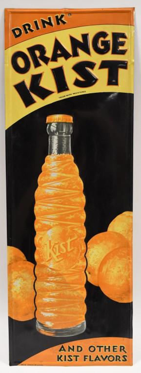 Scarce SST Drink Orange Kist Embossed Adv Sign (1 of 14)