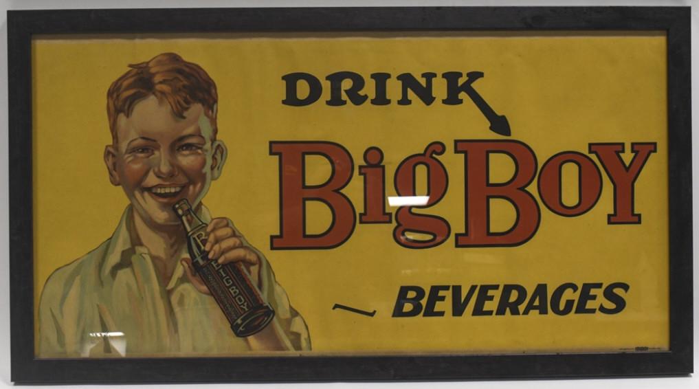 Vintage Big Boy Beverages Framed Adv Banner Sign (1 of 5)