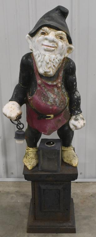 Large Cast Iron Garden Gnome w/ Lantern (1 of 10)