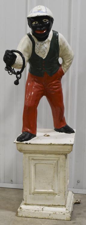 Vintage Cast Metal Lawn Jockey Hitching Post (1 of 7)