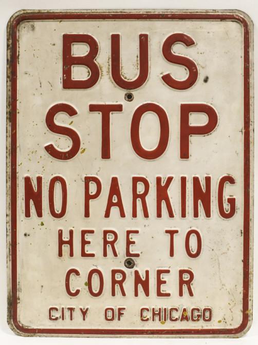 Vintage Chicago Bus Stop Heavy Metal Street Sign (1 of 4)