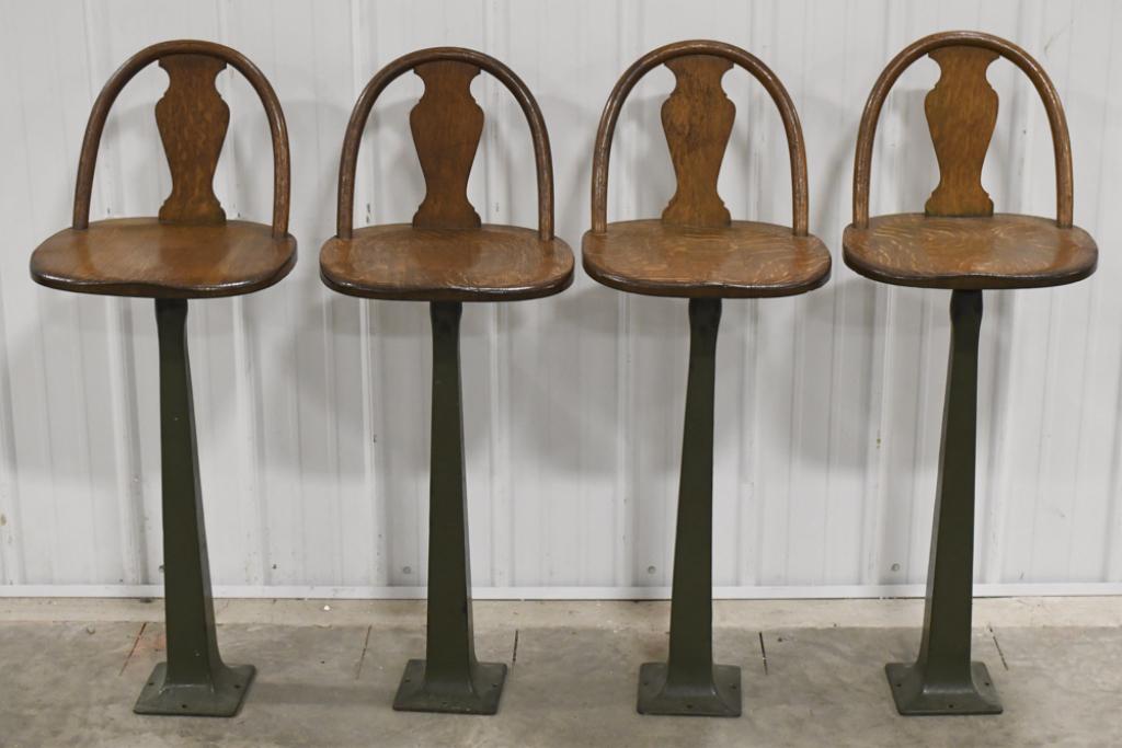 Vtg Milwaukee Chair Co. Oak & Porcelain Bar Stools (1 of 11)